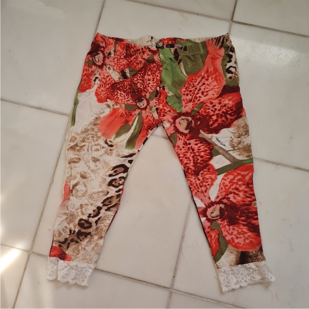 ‼️ISO‼️Roberto Cavalli Red Floral Ankle Pants